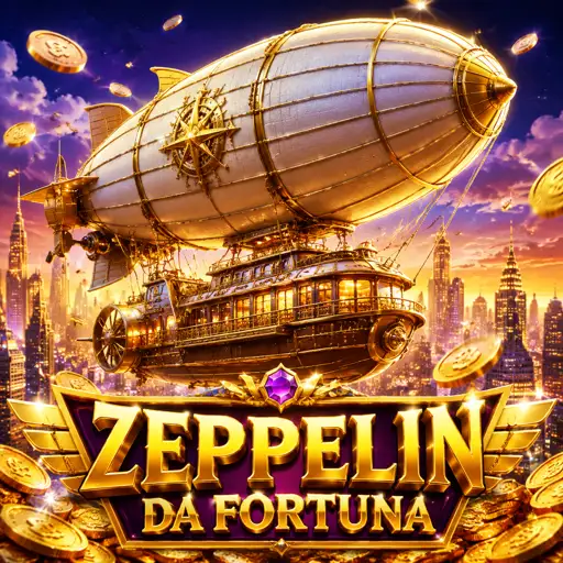 Cartão do jogo Zeppelin com dirigível e curva de aposta